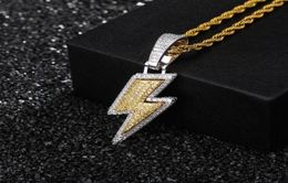 Iced Out Bling Light Pendant Necklace With Rope Chain Copper Material Cubic Zircon Men Hip Hop Jewelry4052154