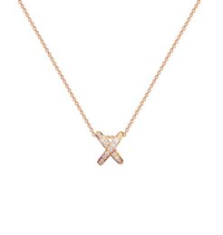 Pendant Necklaces Fashion Crystal Zircon Letter X Necklace For Women Dainty Wedding Jewelry Real Gold White Rose Plated Gifts1221054