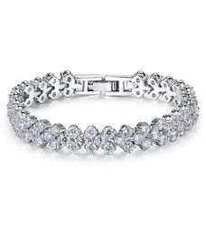 Luxury Austria Shining Crystal Tennis Bracelets Genuine 925 Sterling Silver Charms Zircon Diamond Roman Link Bracelet Jewellery 5 pc3908814