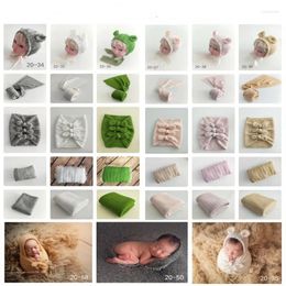 Blankets Baby's Hundred Days Pography Prop Hat Born Bow Wrap Cloth Blanket Movie Studio Cute Shape Woolen Five Piece Set