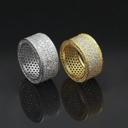 mens rings hip hop jewelry Zircon iced out stainless steel rings luxury gold plated for Men Copper Jewelry whole BlingBling Ri9544890