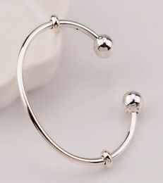 DORAPANG 100925 Sterling Silver Original Moments Open Silver Bangle Logo Caps Fit Pan Women Basic Bracelets DIY Jewelry1742482