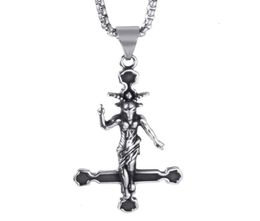 Pendant Necklaces Elfasio Men Stainless Steel Necklace Baphomet Goat Inverted Jewellery Satanic Satan Demon Devil Lucifer Pend16474319722392