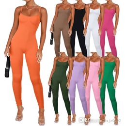 Womens Jumpsuits Designer New Fashion Comfortable Slim Sexy Long Tight Off Back Strap Rompers 9 Colours