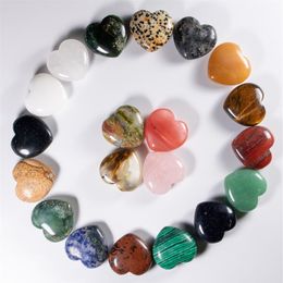 Charms High quality Love heart-shaped Stone Beads 30mm Natural stone non-porous DIY Jewellery making whole 12pcs lot shippi180v