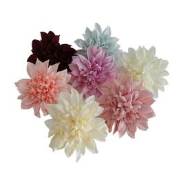 10cm Large Dahlia Artificial Flower Heads Birthday Party Fake Flowers DIY Bride Bouquet Garland Wedding Car Decoration