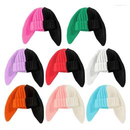 Berets 634C Girls Hat Y2K Knitted Ears Gifts Warm Winter Adult Children Po Props