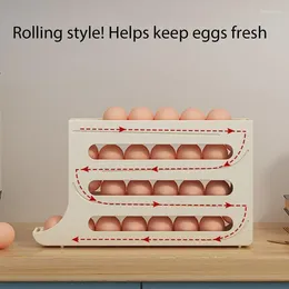 Kitchen Storage 4 Tier Rolling Egg Holder Dispenser Refrigerator Box With Auto Roll Down Tray Off 30 Eggs Rack