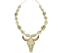 DM Cow Bull Head Pendant Necklace Women Rope Chain Natural Cowrie Shell Long Animal Skull Boho Jewellery collier femme 2020 kolye Y29233800