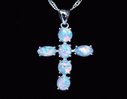 Cool Design White Blue Fire Opal Pendant Necklace841962307659103