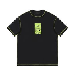 mens fashion shirts trend spring summer graphic tee fluorescent green wash print designer shirts wear loose on both sides