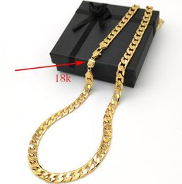 Necklace Flat Cuban Curb Link Chain Solid Gold AUTHENTIC FINISH 18 k Stamp CHINA 600 8 mm Wide 24 inch2482027