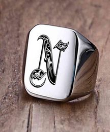 Vnox Retro Initials Signet Ring for Men 18mm Bulky Heavy Stamp Male Band Stainless Steel Letters Custom Jewellery Gift for Him1396443