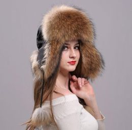 Berets Fur Hat For Women Natural Raccoon Russian Ushanka Fall Winter Thick Warm Ears Fashion Bomber Cap Snow Skiing BonnetsBerets 2512915