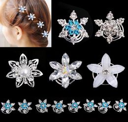 Wedding Bride Crystal Snowflake Hair Pins Pearls Flowers Hair Clip Kids Girls Swirl Spiral Hairpins Hair Accessories Jewelry1534705