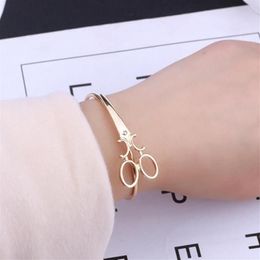 Fashion Scissors Bracelets For Women Men Simple Gold Silver Black Shears Opening Bangles Charm Scissors Hair Stylist Jewelry275z