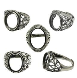 Beadsnice Thailand Silver Rings DIY Ring Setting Antique Style Filigree Ring Base for Oval Stones Sterling Silver Rings whole 7045076