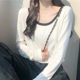 Women's Sweaters Pullovers Women Panelled O-neck Baggy Sun-proof Casual Crop Korean Style Spring Inner Streetwear All-match Chic Knitted