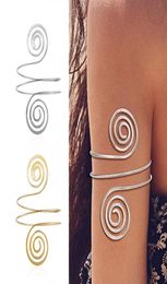 Bangle Upper Arm Bracelet Metal Coil Swirl Spiral Shape Armband Cuff Fashion Simple Armlet Adjustable For Women Girl2967842