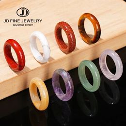 Cluster Rings JD 1 Pc Natural Stone Tiger Eyes Yellow Jade Round Circle Women Men Agate Malachite Ring For Diy Necklace Pendant Earrings