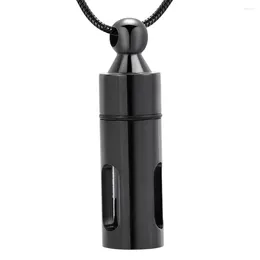 Chains KLH10038 Black See Through Keepsake Cremation Urn Glass Stainless Steel Pendant Necklace Funnel Gift!!