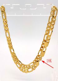 Mens 18 k Stamp Solid Gold GF Ltalian Figaro Link Chain Necklace 10 mm 600 mm 24 inch3275711