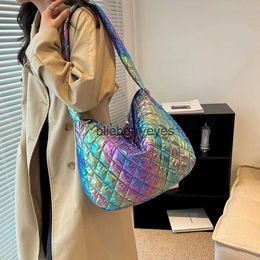 Shoulder Bags Bags Women's handbag autumn winter large capacity cotton top handbag multi-color diamond pattern shoulder bagblieberryeyes