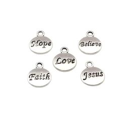 100Pcslot Antique Silver Hope Believe Love Faith Jesus Charms Pendants For Jewellery Making Bracelet Necklace Findings 115x155mm 4821915
