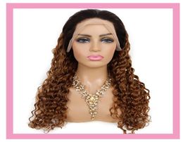 1B30 Ombre Color Brazilian Human Hair 13X4 Lace Front Wig Deep Wave Peruvian Indian Wigs 1b 3027040961846065