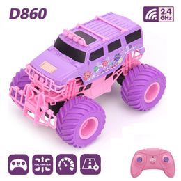 D860 Remote Control Car 2.4GHz Pink Purple Remote Control Climbing Car Rechargeable Off-Road Car Toy Control 30minutes for Girls 231226