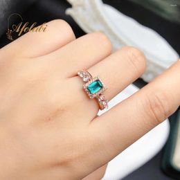 Cluster Rings Natural Palaiba Topaz Ring For Women Fine Jewellery 925 Sterling Silver Anniversary Classical Gift Girl Friend 4 6 MM Gemstone