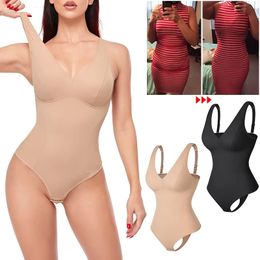 Slimming Shapewear Bodysuit Women Tummy Control Underwear Padded Body Shaper Thongs Panties Flat Belly Postpartum Waist Trainer 231225