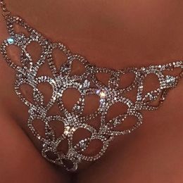 Sexy Body Chain Rhinestone Thong Bikini Jewellery for Women Heart Body Chain Crystal Underwear Belly Waist Jewelry267P