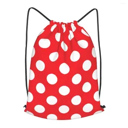 Shopping Bags Red And White Polka Dot Drawstring Backpack Men Gym Workout Fitness Sports Bag Bundled Yoga For Women