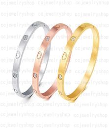 With 4 diamond 18K Gold Plated Bangle Classic Fashion Love Screw Bracelet for WomenGirl Wedding Mother039 Day Jewelry Women gi4616455