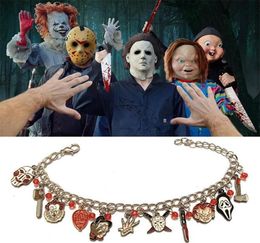 Charm Bracelets Halloween Pennywise Chucky Face Stephen Kings Jason Hockey Charms Bracelet Bangles Chain Links Christmas JewelryCh5274524