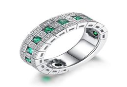 2022 Ins Wedding Rings Top Sell Vintage Jewellery 925 Sterling Silver Fill Emerald 3A Cubic Zircon CZ Diamond Party Promise Women Me1362758