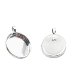 Beadsnice 925 sterling silver pendant trays cabochon mountings fit for 254mm round flat back stones po jewelry pendant blanks 4352158