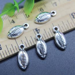 100pcs Mini Rugby Football Alloy Charms Pendant Retro Jewelry Making DIY Keychain Ancient Silver Pendant For Bracelet Earrings 15 211Y