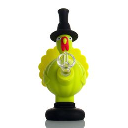 Silicone Rooster Shape 6.6inch Bong Hookahs Burner Water Pipe With 14mm Joint Glass Bowl Dab Rig Bubbler Tobacco Bongs for Smoking Accessories Dab Rig Bong GJ5117