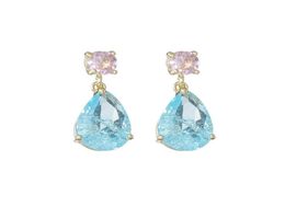 Earrings Exploding shallow sea blue pink crystal inlay Dangle Chandelier Diamond t luxury Designer Jewellery Bangle watches Women 5725247