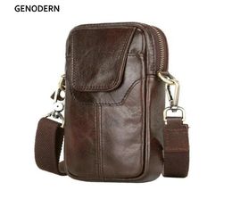 Genodern Genuine Leather Small Shoulder for Men New Travel Fanny Pack Belt Loops Hip Bum Waist Bag Mobile Phone Pouch1739701
