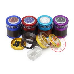 Latest Colorful Aluminium Alloy Smoking Drawer 55MM Herb Tobacco Grind Spice Miller Grinder Crusher Grinding Chopped Hand Muller Handpipes Cigarette Holder DHL