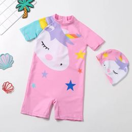 set Summer Onepiece Children's Swimwear Cute Dinosaur/Horse Swimsuit for Baby Boys Girls Infant Toddler Swimwear Hat Bathing Suit