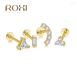 Stud Earrings ROXI Creative Threaded Labret For Women 925 Sterling Silver Piercing Jewellery Ins Pendientes Plata