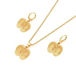 Dubai India Ethiopian Set Jewellery Necklace pendant Earring Habesha Girl Solid Fine Gold GF shoes Bridal Sets women231n