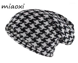 BeanieSkull Caps Miaoxi Hip Hop Women Fashion Hat Houndstooth Autumn Warm Beanies Skullies Plaid Casual Gorros Soft Scarf Double 4610554