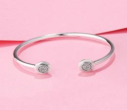 Authentic 925 Sterling Silver sign Open Bangle Bracelet Women girls Party gift Jewellery with Original box set for CZ diamond bracelets7639155