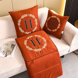 Simple Embroidery Car Cushion and Quilt Dual-Use Cars Cushion Office Lunch Break Airable Cover Sofa Cushion Nap Pillow Blanket Wholesale