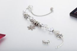 FashionFashion Brand Alloy High Quality Bracelet Fit DIY Snowflake Drops oil flowers Beads Bracelet For Women Jewelry659456264188